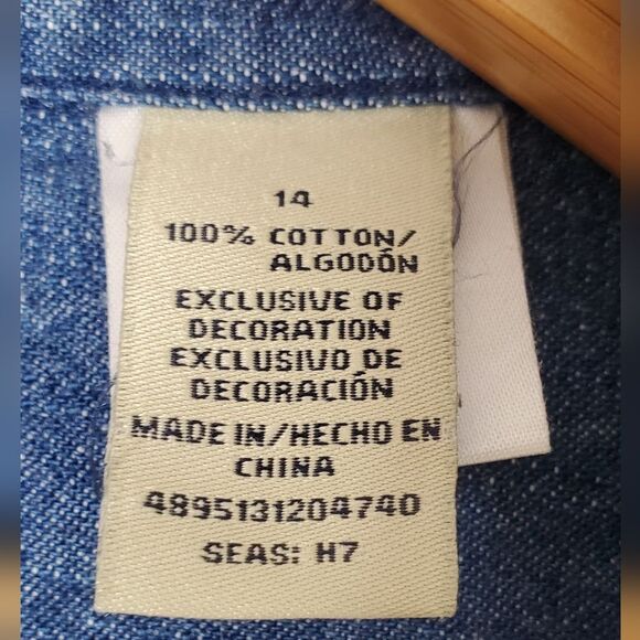 Classic Elements Embroidered Halloween Denim Shirt Womens Size 14 - Picture 6 of 9